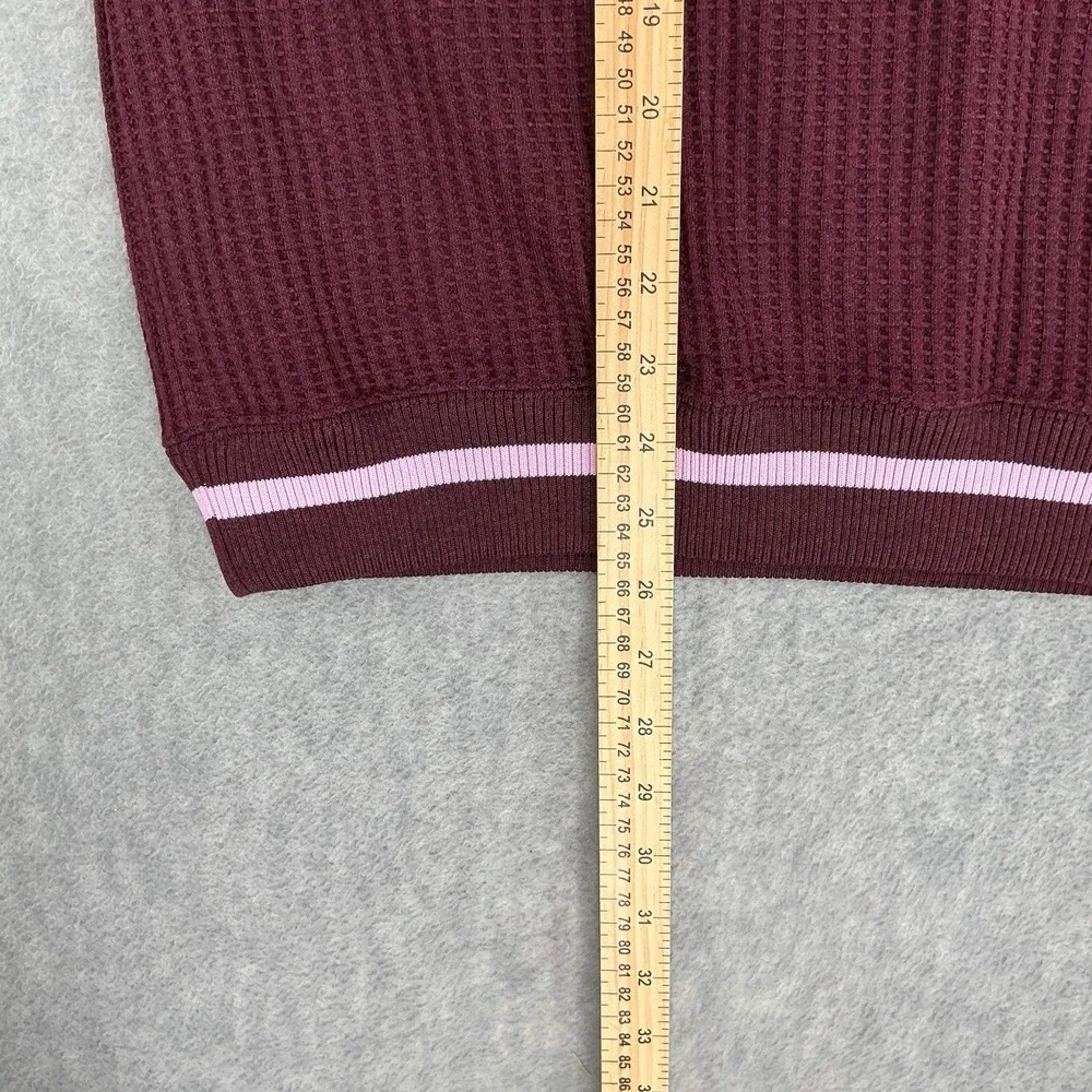 Nike Vest Women Large Burgundy‎ Sleeveless Waffle Knit Sweater M7482 Logo Preppy